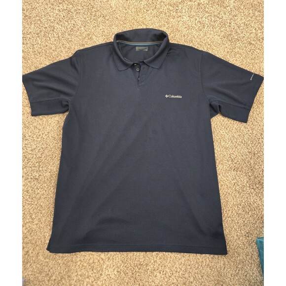 COLUMBIA Polo Shirt Mens Navy Blue Omni-Shade Performance Golf Outdoors Size XL - Picture 1 of 6